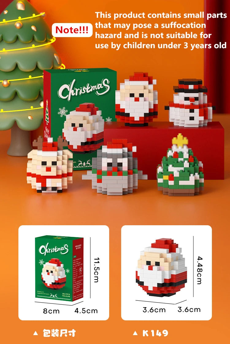 1 Piece Randomly Creative Christmas Series Building Blocks Santa Claus Tree Kawaii Damo Egg Bricks Model Toys For Xmas Gift
