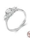 925 Sterling Silver Three Stone 1.6 CT Moissanite Wedding Opening Rings For Women Diamond Cut Flower Rings