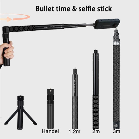 Invisible Selfie Stick and Bullet Time Handle Bundle for Insta360 X5 X4 X3 GO 3S Ace Pro