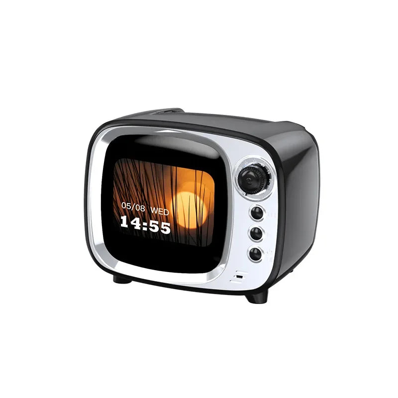 Pro Bluetooth Speaker with Lyrics Display Retro Wireless Alarm Clock HiFi Sound Powerful Bass Portable Desktop Music Player