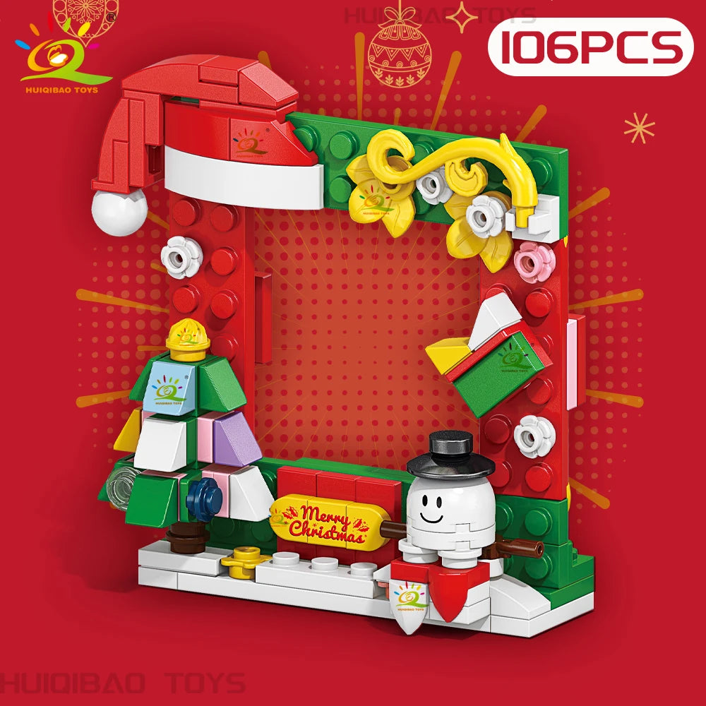 6in1 Christmas Tree Santa Claus Snowhouse Model Building Block DIY Elk Snowman Train Bricks Ornament Toys Adult Gift