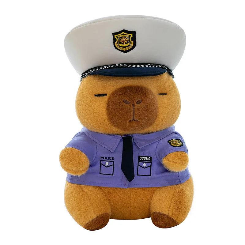 Cute Capybara Police Plush Toy Soft Stuffed Pillow