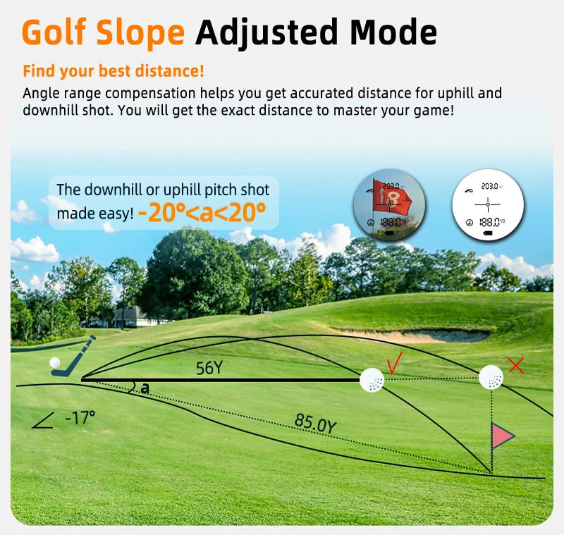 Rechargeable Golf Laser Rangefinder 1200m With Slope Adjustment Flag Lock And Vibration