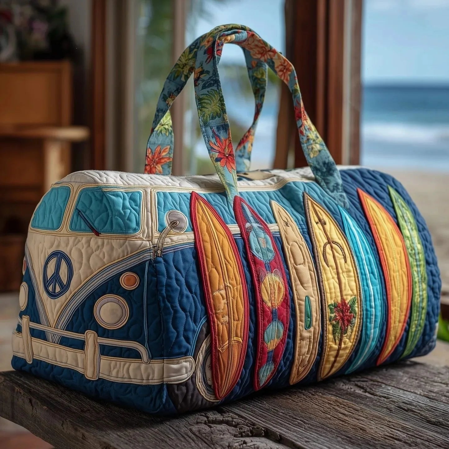 3D Bus Print Travel Duffle Bag Yoga Handbag