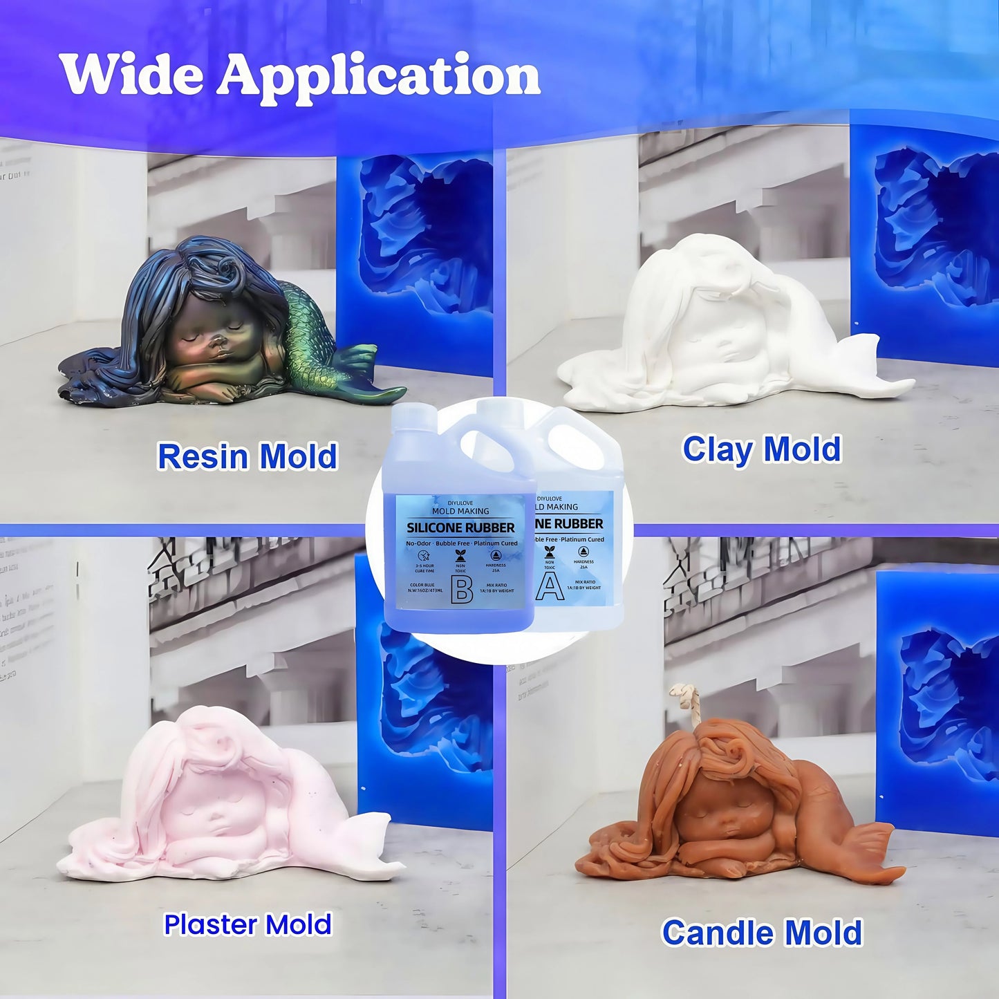 Silicone Mold Making Kit – Easy-Mix Flexible Platinum-Cured Silicone for Resin Casting Molds