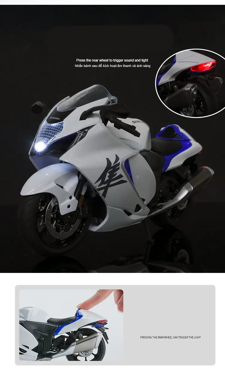 Diecast Suzuki Hayabusa GSX1300R Motorcycle Model 1 to 9 Scale