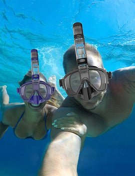 Snorkel and Diving Mask Foldable Anti-Fog Diving Mask Set with Full Dry Top System Diving Goggles Diving Camera Support