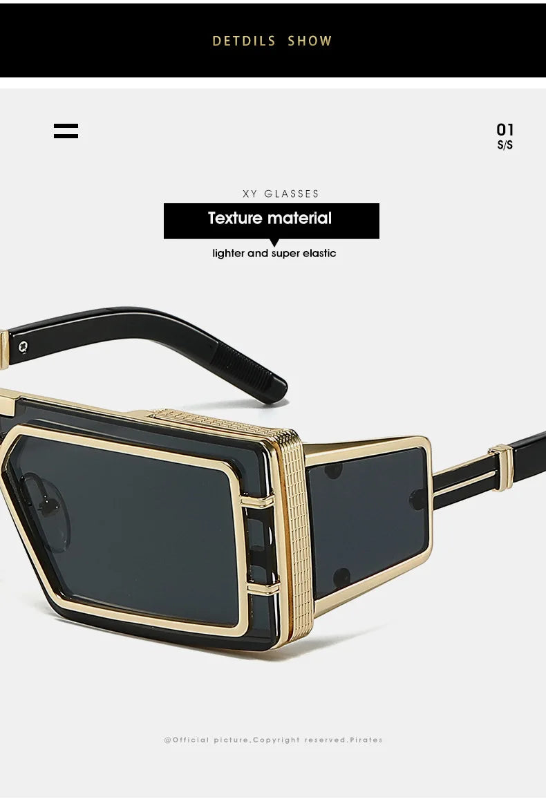 Square Punk Steampunk Sunglasses With UV400 Protection