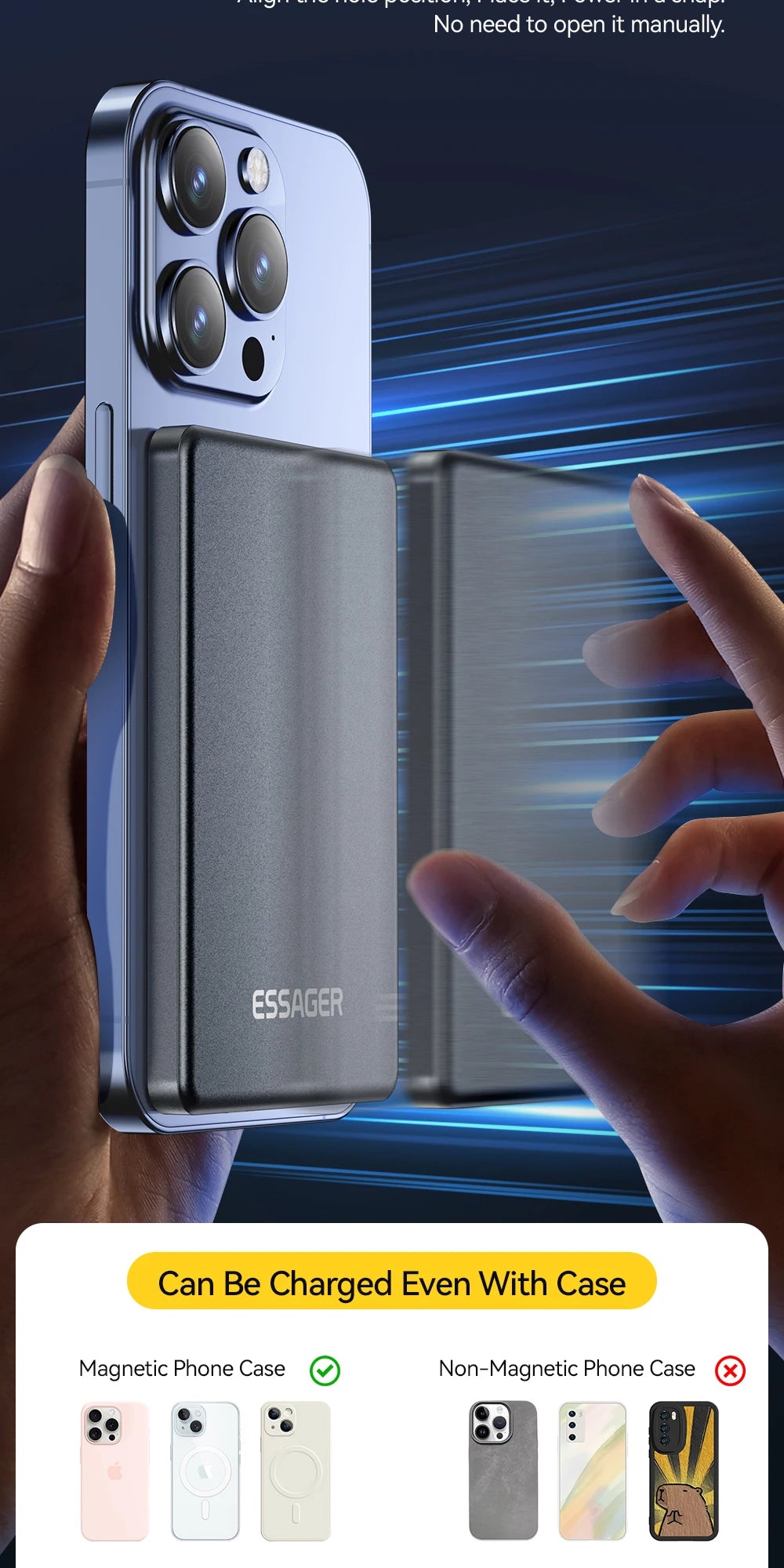 5000mAh Magnetic Power Bank 20W PD Wireless Fast Charging Slim Portable Charger for iPhone MagSafe
