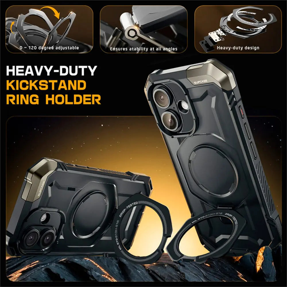 For iPhone 16 Case with Camera Control Capture Button UB Grip Heavy Duty Rugged  MagSafe Phone Case with Stand
