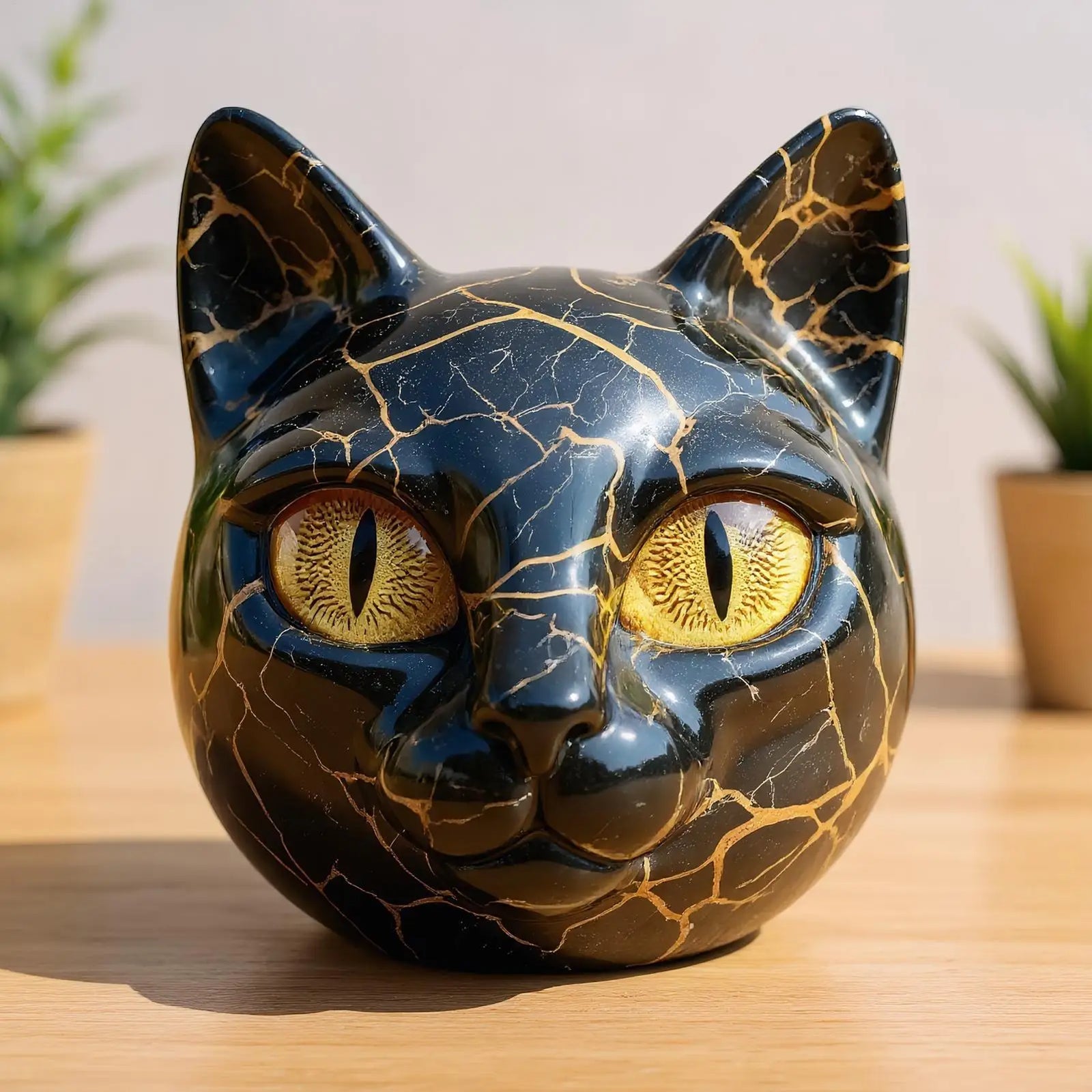 Cat Sculpture Elegant Black Cat Figurines Art Sculpture Resin Desk Decor Art Piece For Men Women Animal Lovers Housewarming