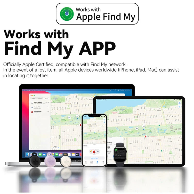 Mini Smart Pet Tracker Bluetooth Locator Waterproof Portable Anti-Lost Device Work With Find My APP Precise Positioning For Keys