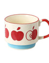 Japanese Flower Coffee Mug Set Retro Ceramic Milk Oats Mug Office Water Handgrip Cup Kitchen Party Drinkware Set 300ml
