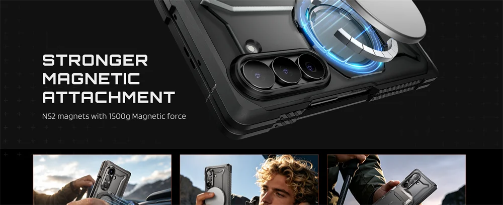 Full Body Rugged Phone Case with Magnetic Ring Kickstand and HD Clear and Privacy Screen Protectors for Samsung Galaxy Z Fold 8 Ultra