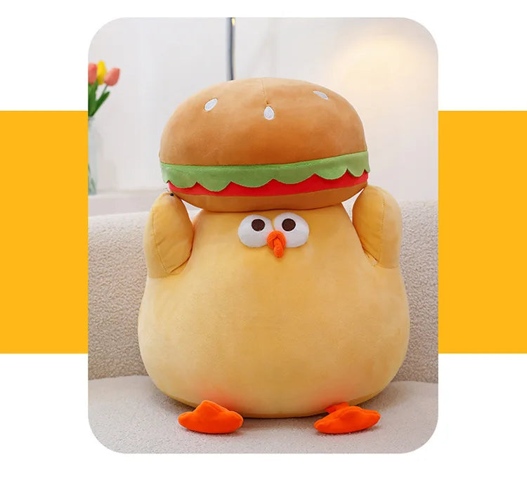 Cartoon Burger And Chicken Plush Toy Soft Throw Pillow