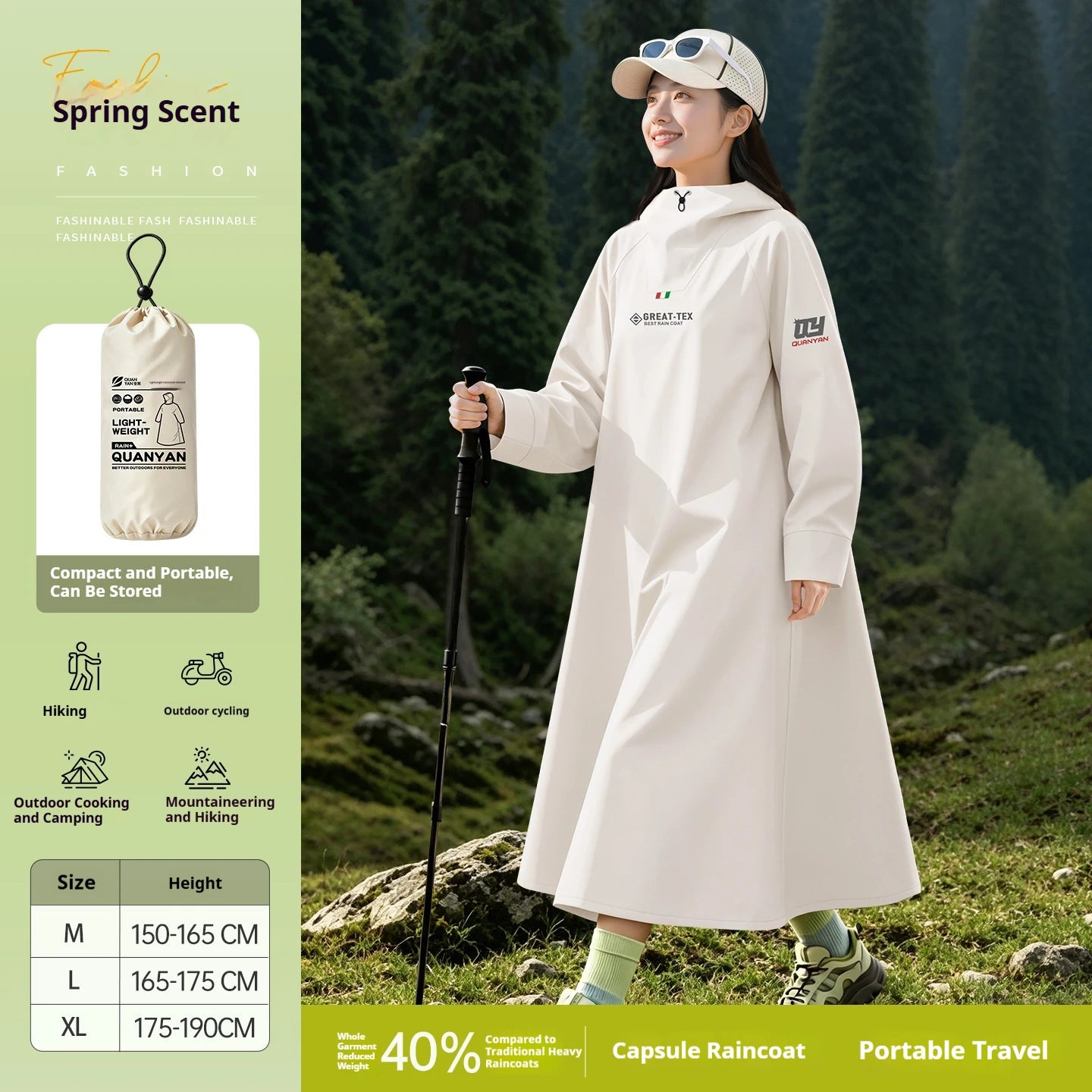 Full Body Waterproof Rain Poncho for Electric Scooter and Cycling