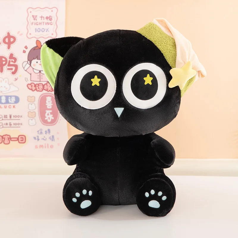 Kawaii Black Cat Plush Stuffed Doll Cloud Pillow Toy