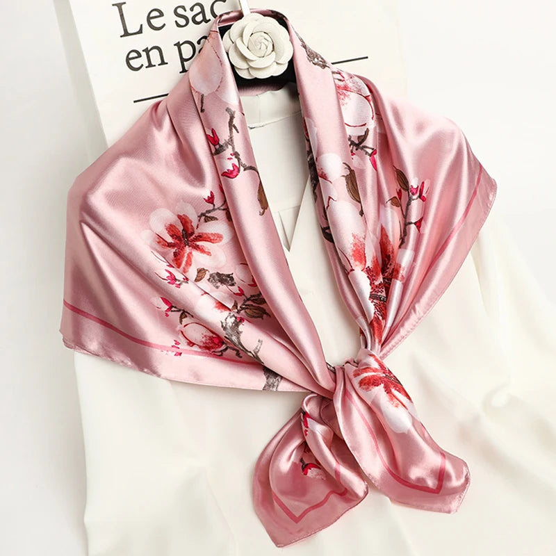 Square Women Scarves Silk Office Ladies Hair Neck Bandanna Headband Foulard Headcloth Muslim Headscarf Female muffler