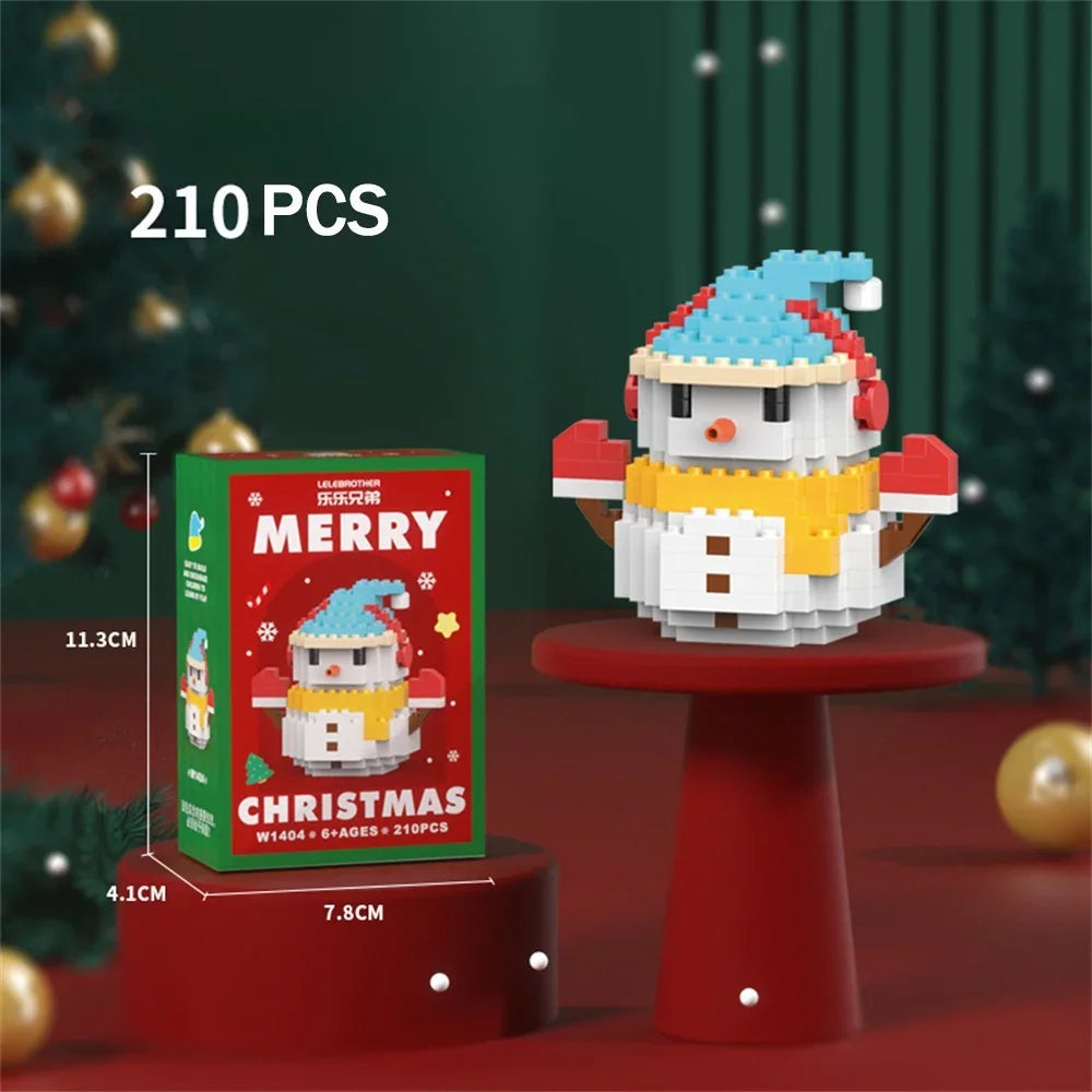 Knew Built Christmas Micro Mini Building Blocks Toys - Santa Claus, Christmas Tree, Reindeer, Snowman Elements - Perfect Gifts