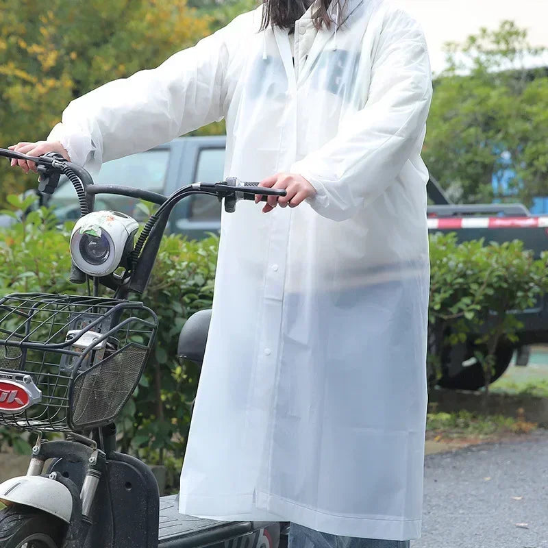 Long Waterproof Raincoat Poncho for Adults in Black