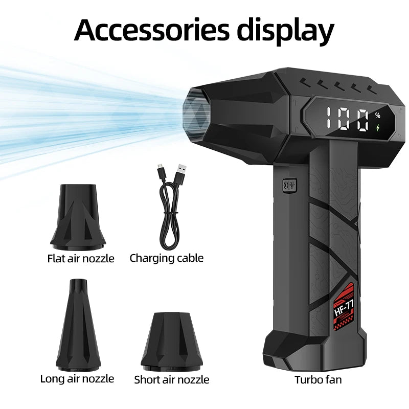 1,200,000 RPM Turbo Jet Fan, 340W Cordless Vacuum Cleaner, 760g Air Pressure, High-Speed Brushless Motor Driven, LED Lighting