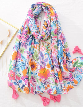 Floral Brand Scarf Luxury Designers New Style Women Elegant Scarves Hug Shawls Pink Purple Scarf Bandana Fashion Design Shawls