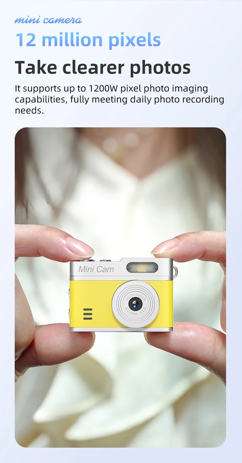 1080P Pocket Action Camera Portable with LED Retro Camera Outdoor Bodycam Mini Keychain Digital Cam 0.96-inch HD Video Recorder