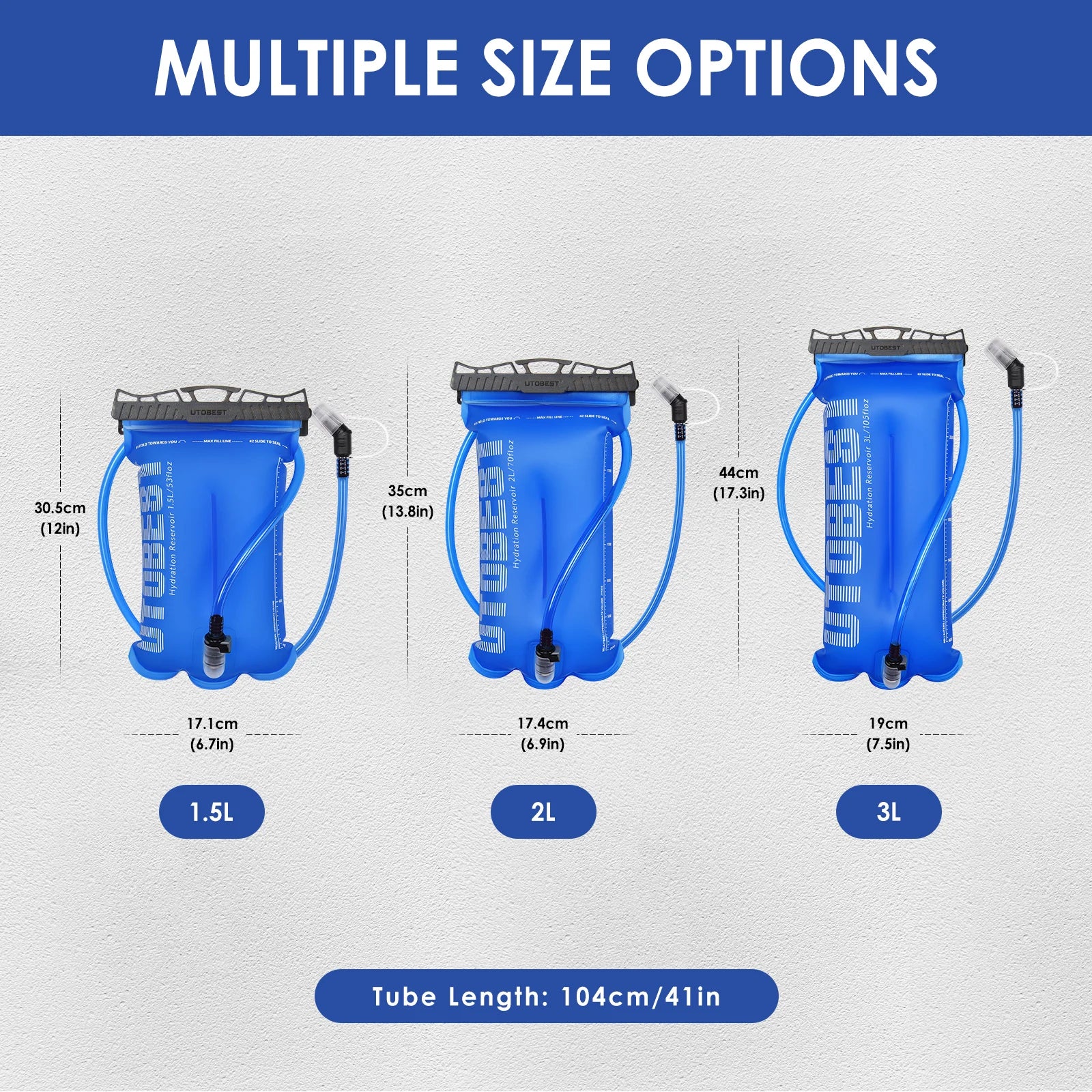 1.5L/2L/3L Water Bladder Hydration Pack Reserevoir TPU Water Bag for Camping Cycling Running Hiking