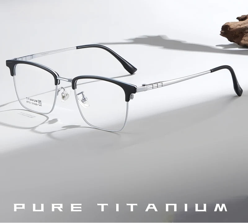 Retro Square Lightweight Titanium Eyeglasses Frames