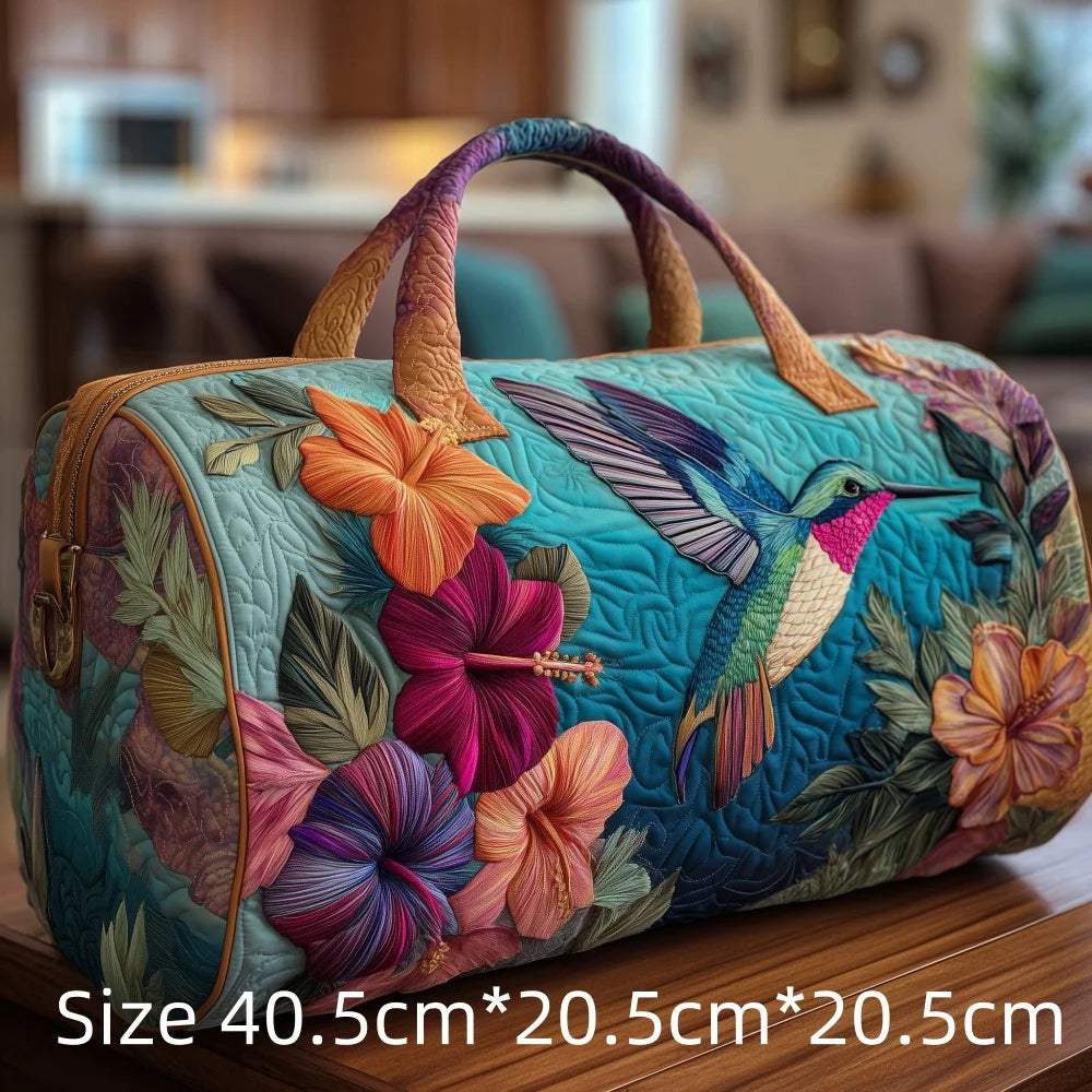 Trending Vintage 3D Quilted Travel Bag Cardinal Bird Floral Printed  Durable Weekend Gym Trip Beach Bag Carry on Tote for Women