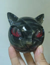 Black Cat Figurine Resin Cat Head Healing Stone Marble Texture Cat Stone Resin Cat Sculpture Ornament Cat Sculpture Craft