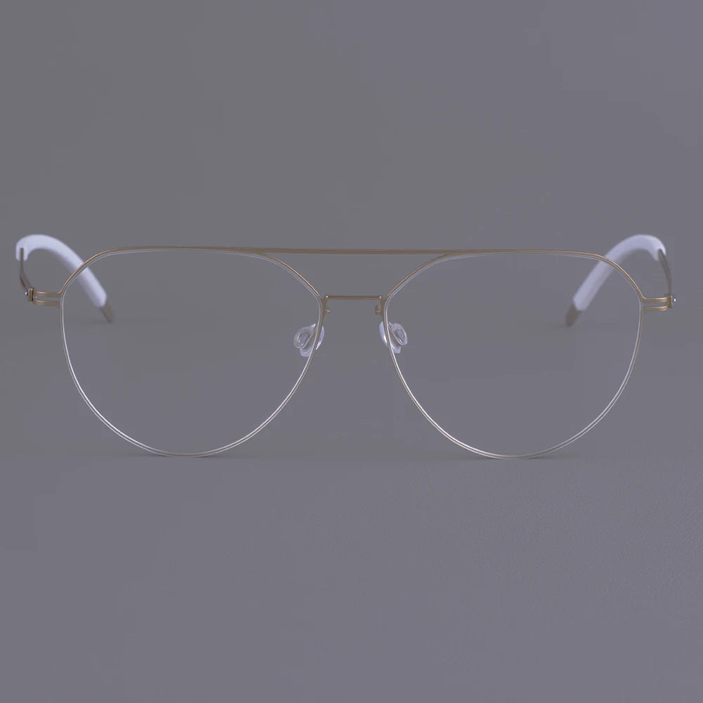 Oversized Pilot Titanium Double Bridge Screwless Eyeglasses Frame
