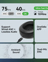 A6 ANC Wireless Bluetooth 6.0 Headphones -48dB Hybrid Active Noise Cancelling Over Ear Headset With Mic Hi-Res LDAC APP