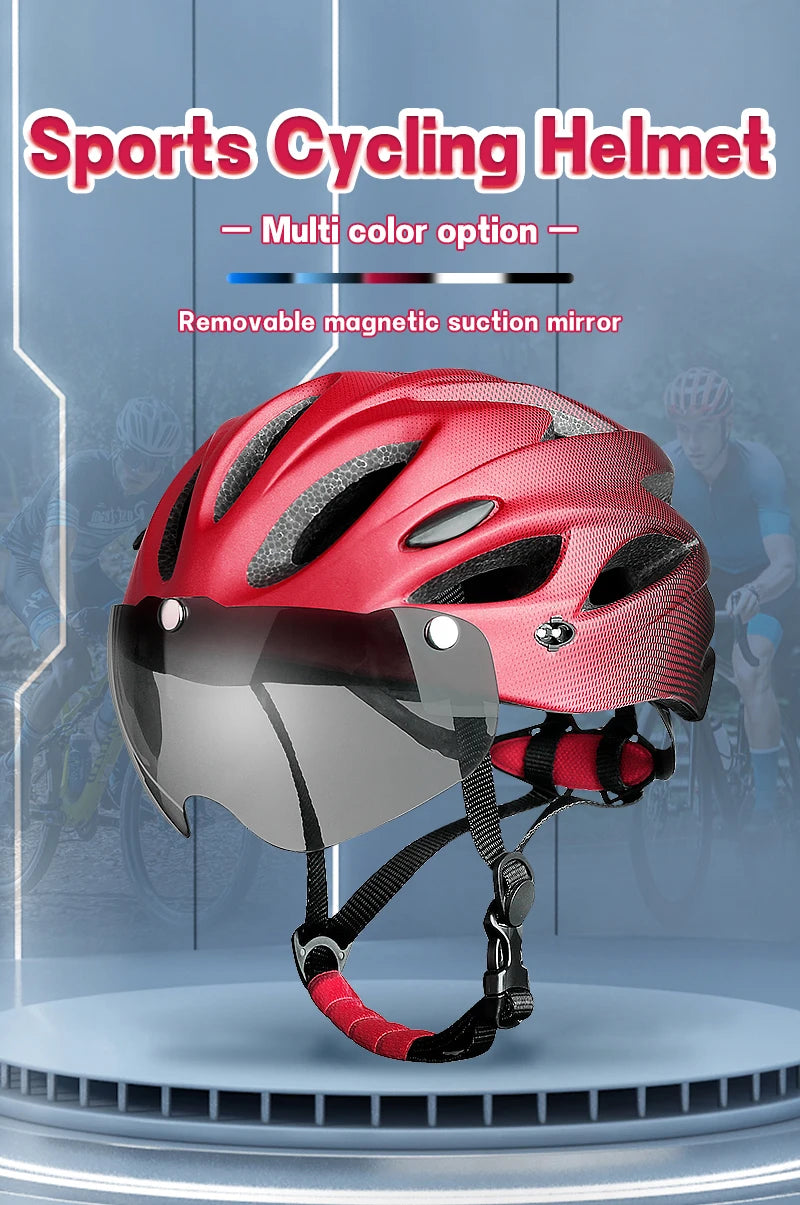 Ultra Lightweight Cycling Helmet With Magnetic Goggles And LED Rear Light