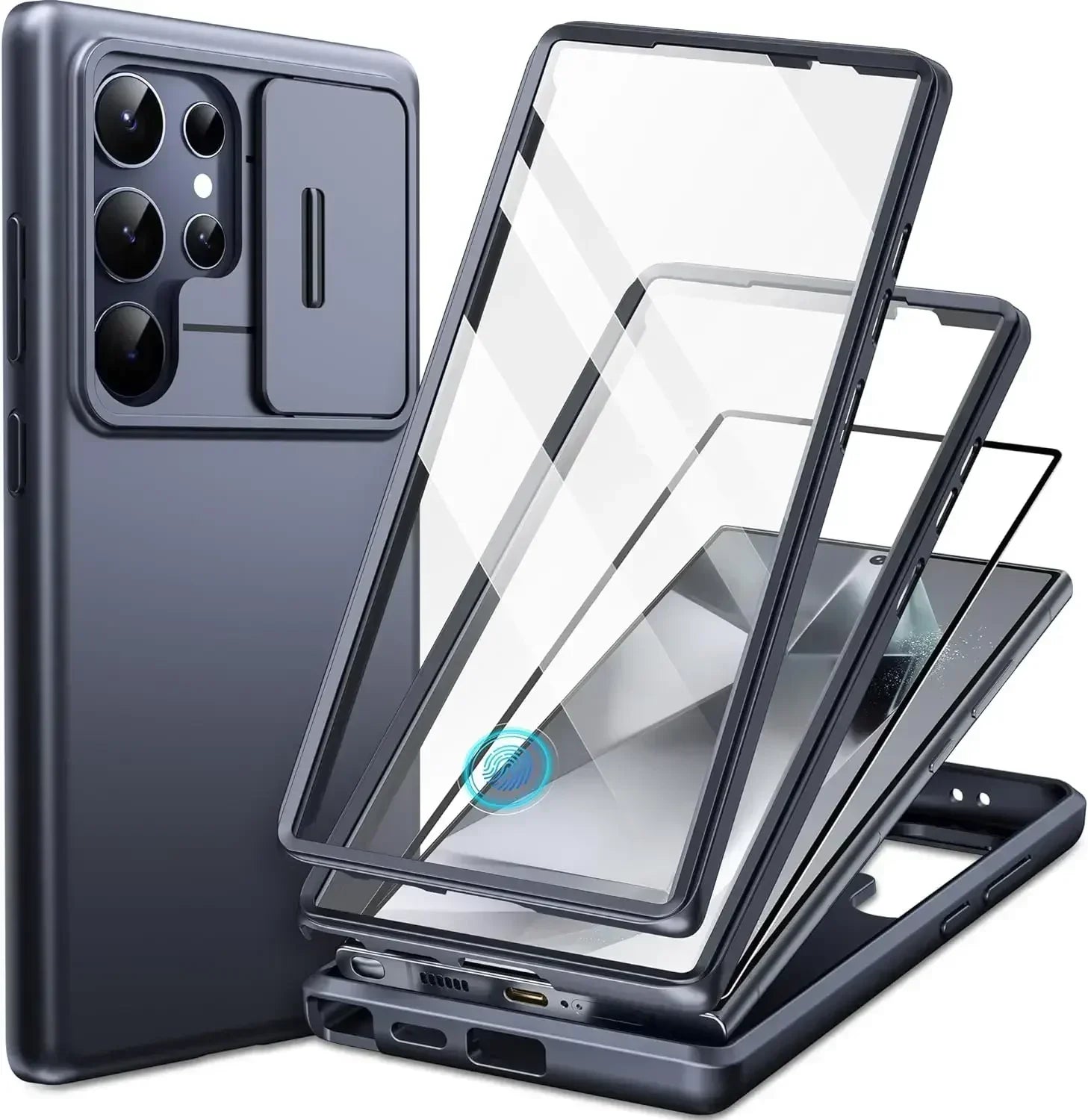 for Samsung Galaxy S23 Ultra S24 Case with Kickstand Slide Camera Cover Screen Protector Military Grade Shockproof 6.8"