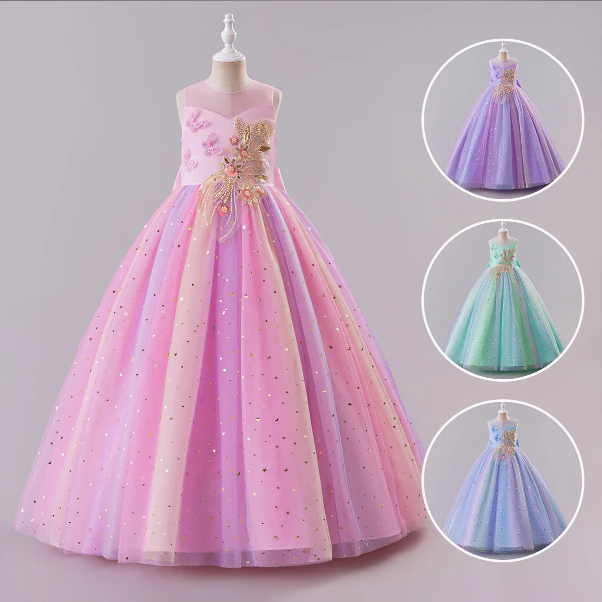 Princess Dress for Girls - Elegant Fluffy Tulle Ball Gown Birthday Party Dress School Performance Costume