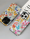 Wildflower Boho Embroidery Effect Flower Case for iPhone 16 15 Pro Max 14 Plus Protective 2 in 1 Double Deck Cover