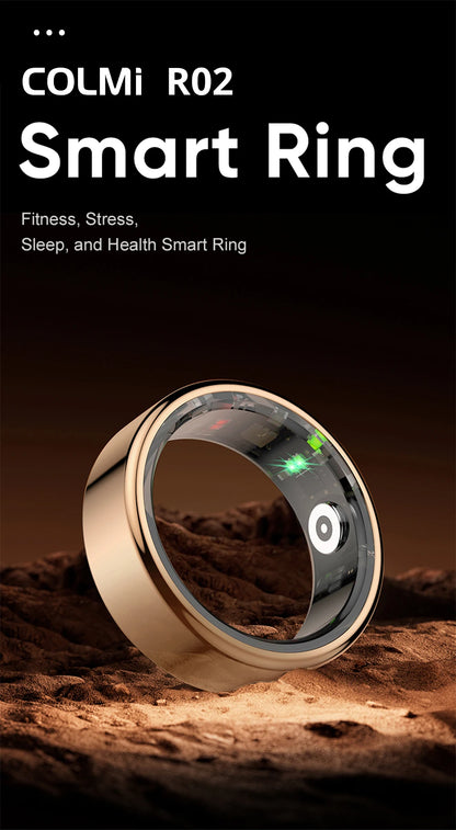 R02 Smart Ring Military Grade Titanium Steel Shell Health Monitoring IP68 & 5ATM Waterproof Multi-sport Modes