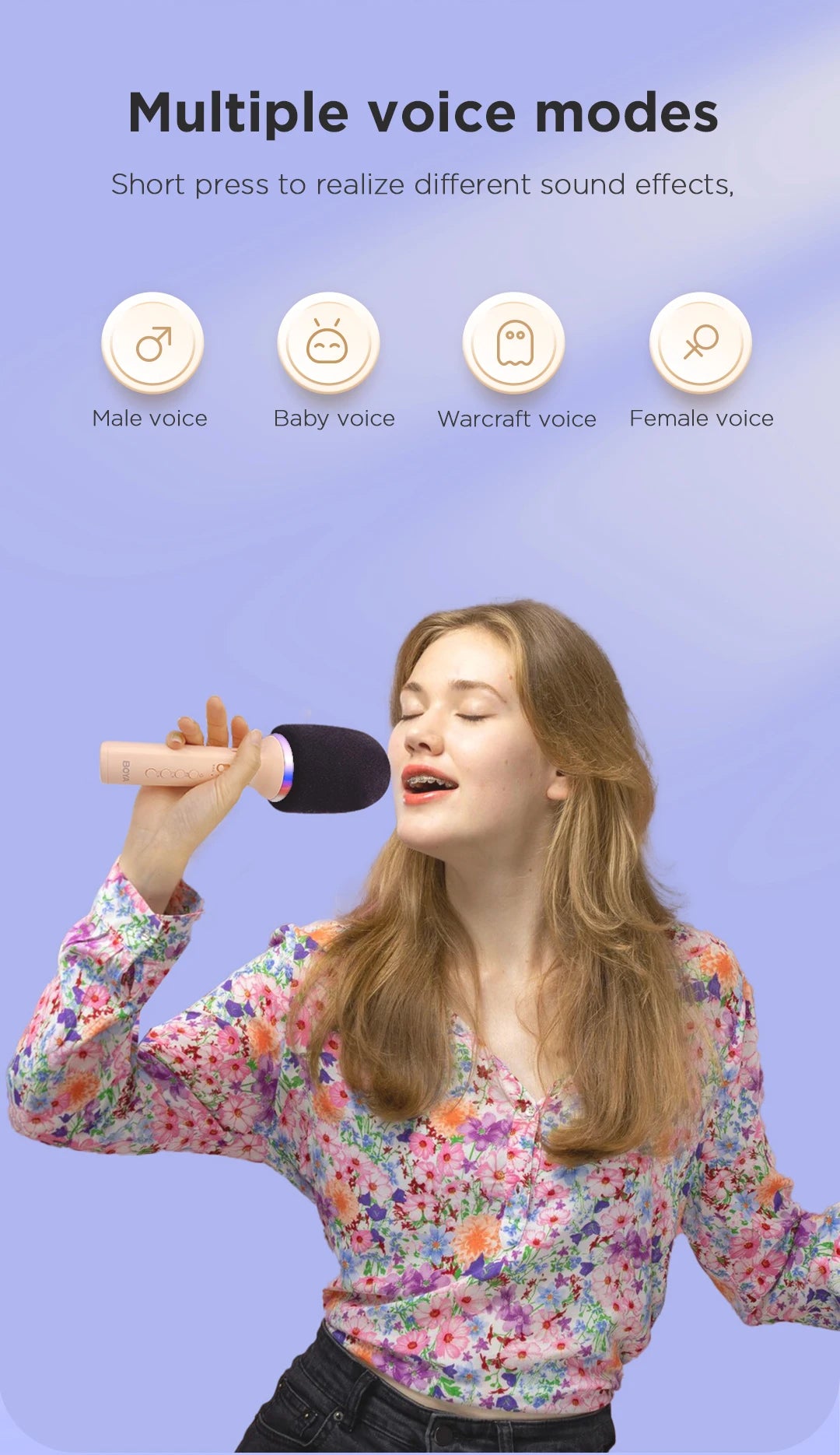 K11 Wireless Bluetooth Karaoke Microphone Portable Handheld Mic Speaker Machine Home Party Birthday Home KTV for Smartphone