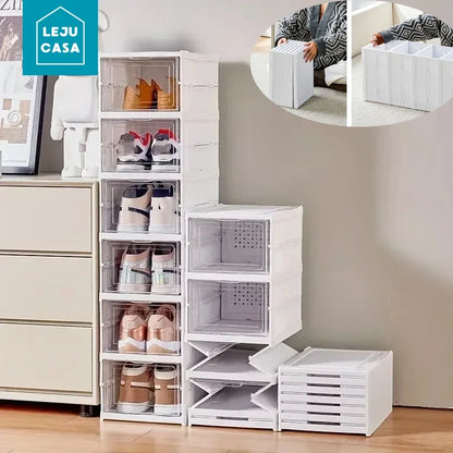 1/3/6 Layers Foldable Shoe Rack Organizer Transparent Sneaker  Simple assembly Dustproof Stackable Shoe Storage With Cover