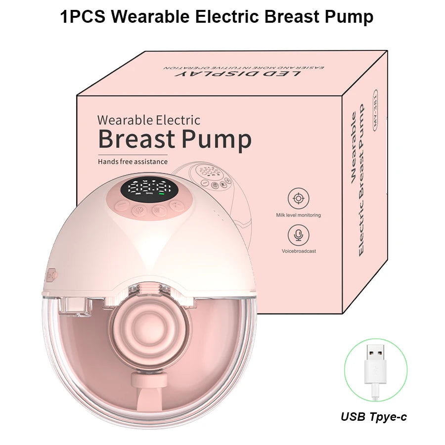 Wearable Electric Breast Pump Integrated Hands-free High Suction Invisible Milking Machine Milk Collector Touch Breast Pump