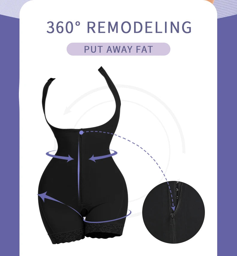 Women's Shapewear Bodysuit  Slimming  Butt Lifter Full Body Shaper Bbl Tummy Control Open Crotch Ziper