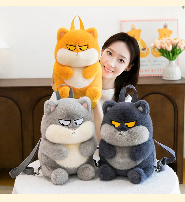 Kawaii Plush Stuffed Cat Doll Backpack Cute Kids Birthday Xmas Gift 2025 New Arrival Plush Toy for Children Girls Soft Cuddly