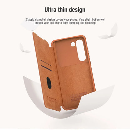 Luxury Flip QIN Pro Leather Case For Samsung Galaxy S23 Plus / S23+ Shockproof Protection Cover With Card Holder