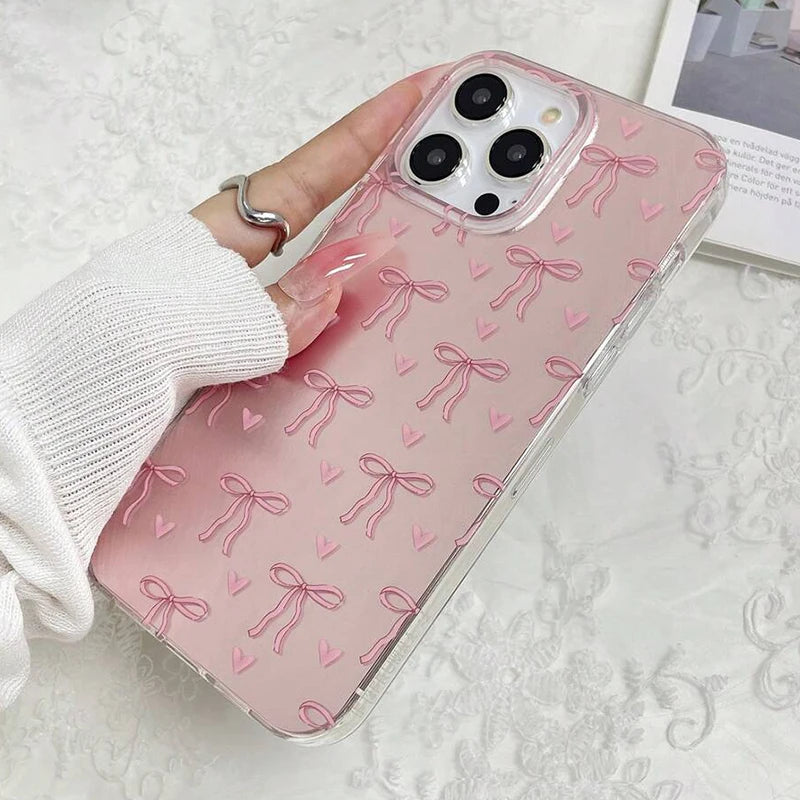 Case for iPhone 17 16 Butterfly Bow Print Phone Cases for iPhone 17 Air 15 14 16E Cover