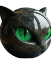 Black Cat Figurine Resin Cat Head Healing Stone Marble Texture Cat Stone Resin Cat Sculpture Ornament Cat Sculpture Craft Decor