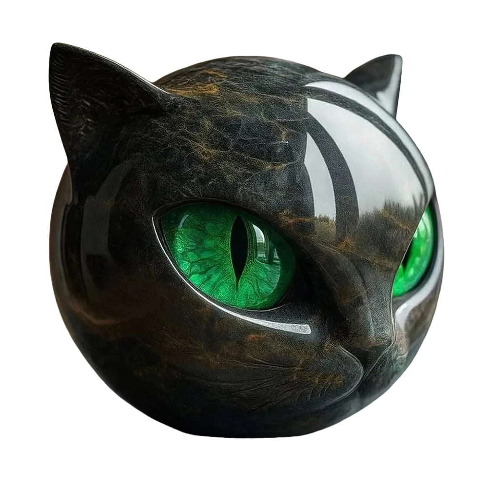 Black Cat Figurine Resin Cat Head Healing Stone Marble Texture Cat Stone Resin Cat Sculpture Ornament Cat Sculpture Craft Decor