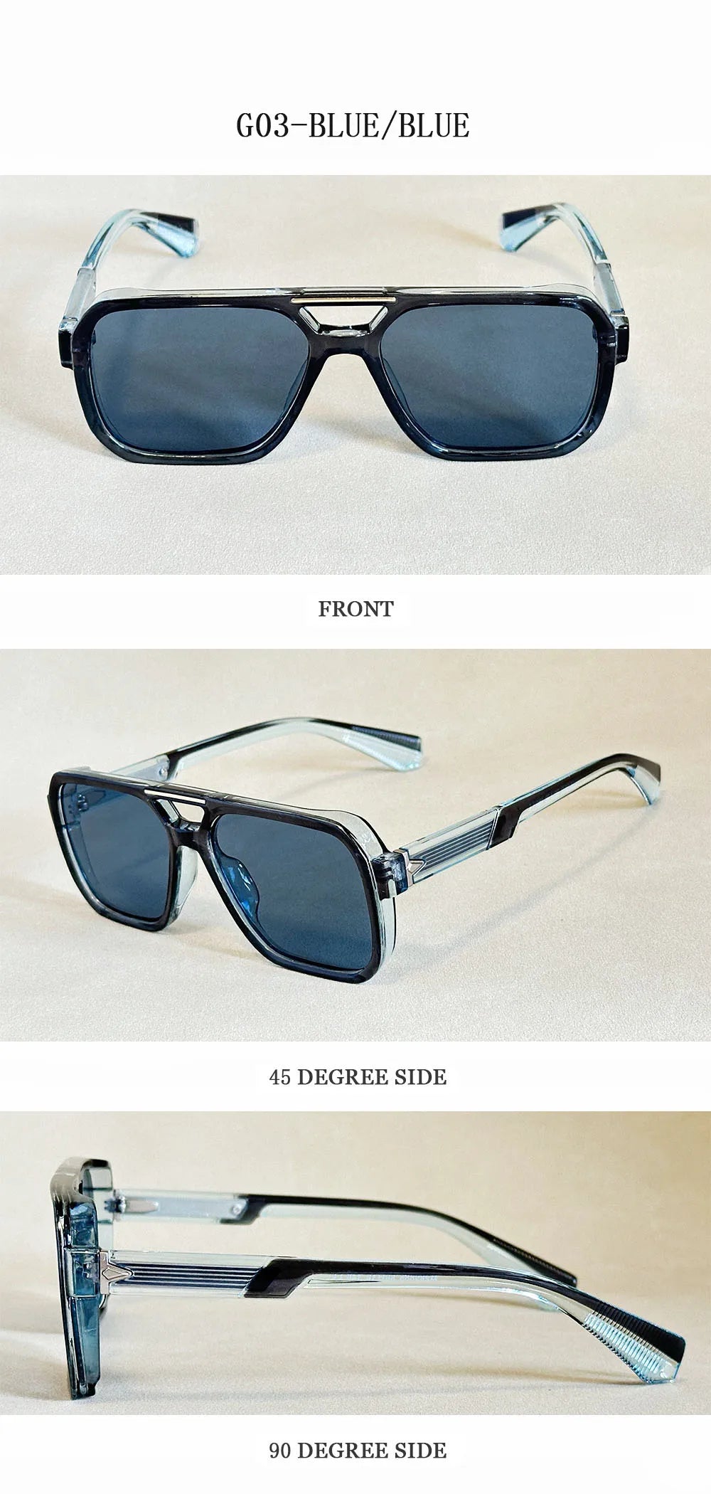 Square Frame Vintage Sunglasses With UV400 Protection
