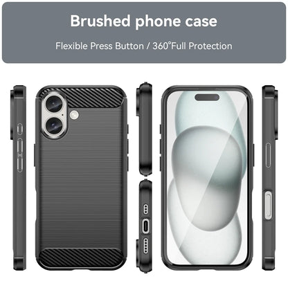 For iPhone 16 Case Silicone Carbon Fiber Protector Case For iPhone 16 Pro Max 16 Plus Cover Shockproof Rubber TPU Cover Case