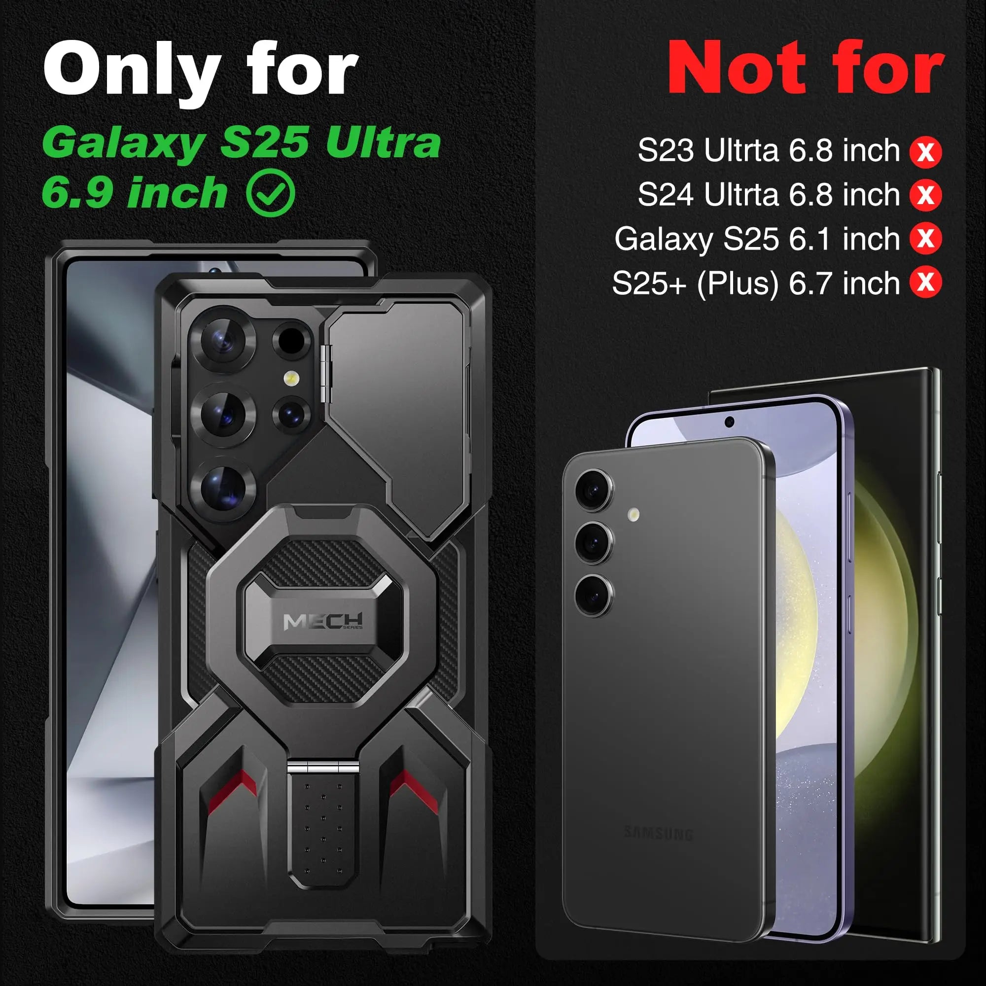 Case for Samsung Galaxy S25 Ultra with Privacy Screen Protector, MagSafe-Compatible Ring Stand, and Rugged Slim Design